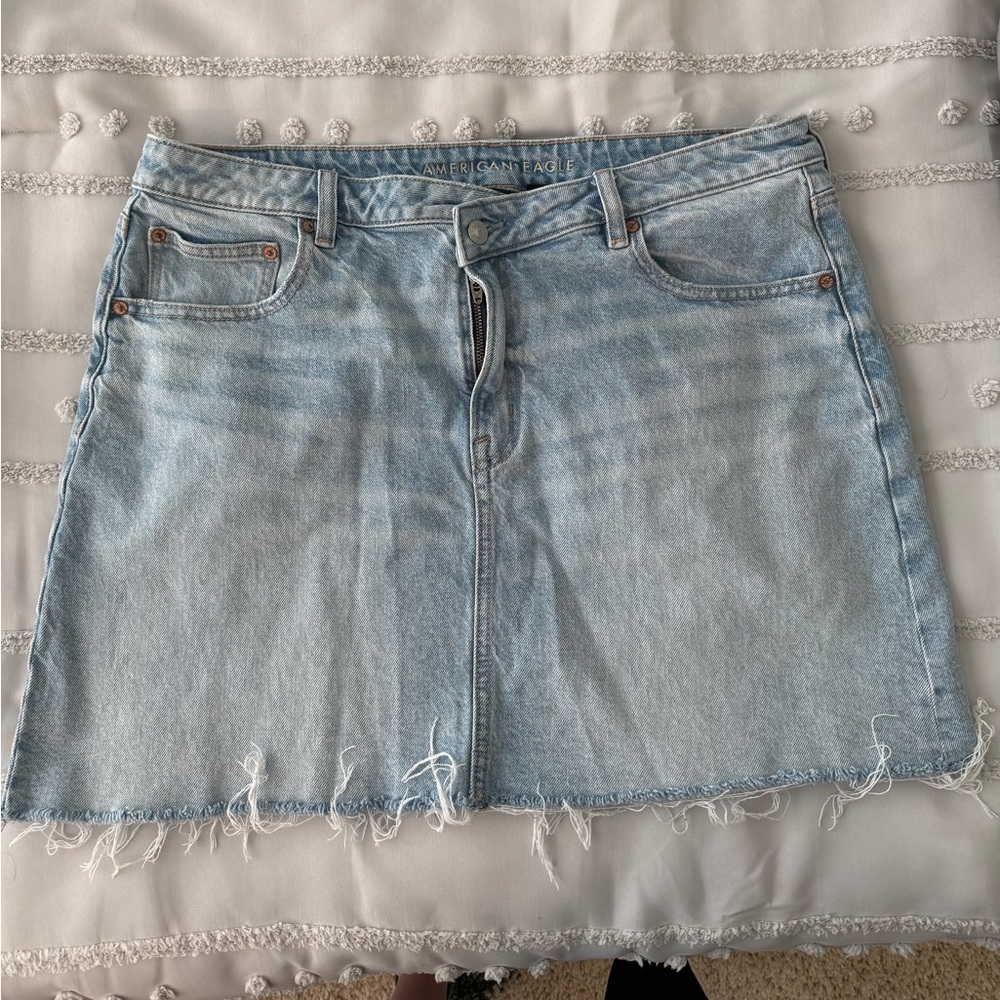 American Eagle Denim Mini Skirt with Crossover Waist